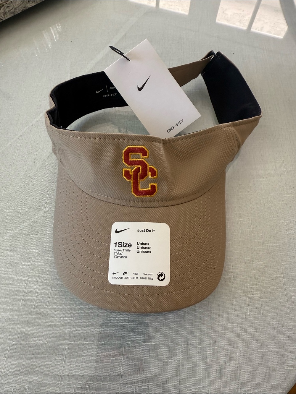 Nike Tan USC Dri-FIT Golf Visor with Cardinal & Gold Logo